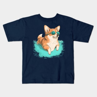 Summer Swim Corgi Kids T-Shirt